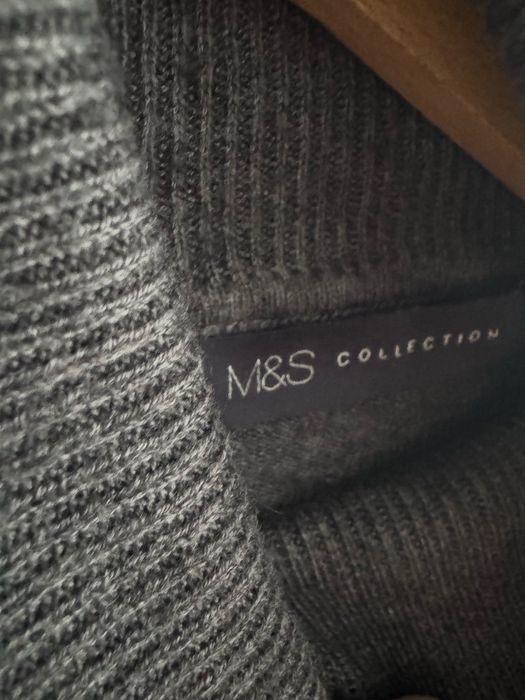 Długi luźny golf golfik sweter sweterek szary M&S Marks&Spencer