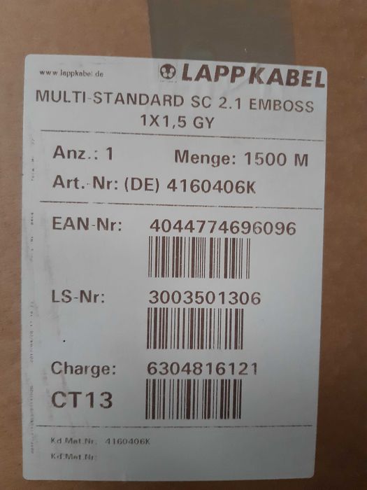 kabel przewód jednożyłowy Lapp Kabel 1 x 1,5 GY