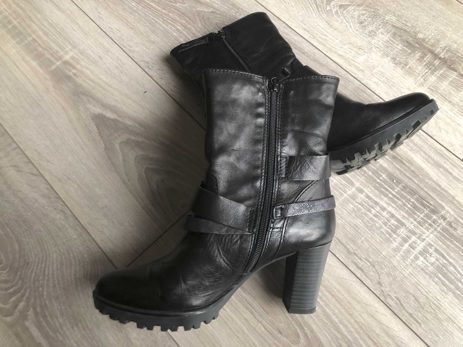 VENEZIA botki damskie, czarna skóra, rozmiar 38 - stan idealny