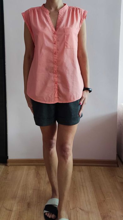 Koralowa koszulowa cienka bluzka, Clockhouse rozmiar M/L