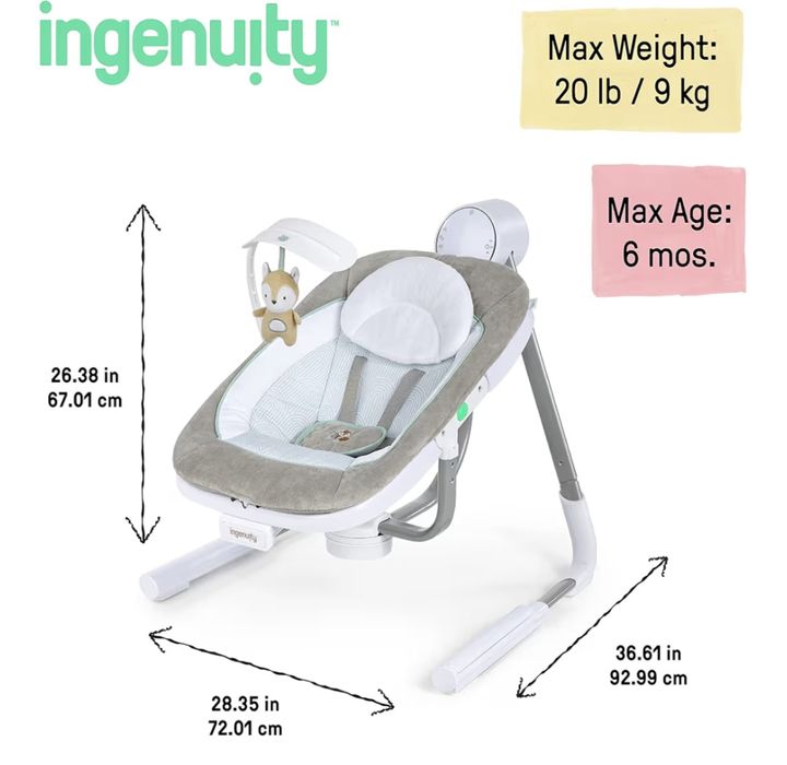 Espreguiçadeira elétrica de bebé Ingenuity AnyWay Sway