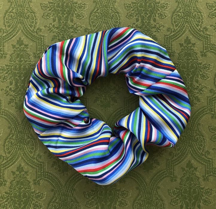 Nowa gumka do włosów silk jedwab jedwabna w paski niebieska