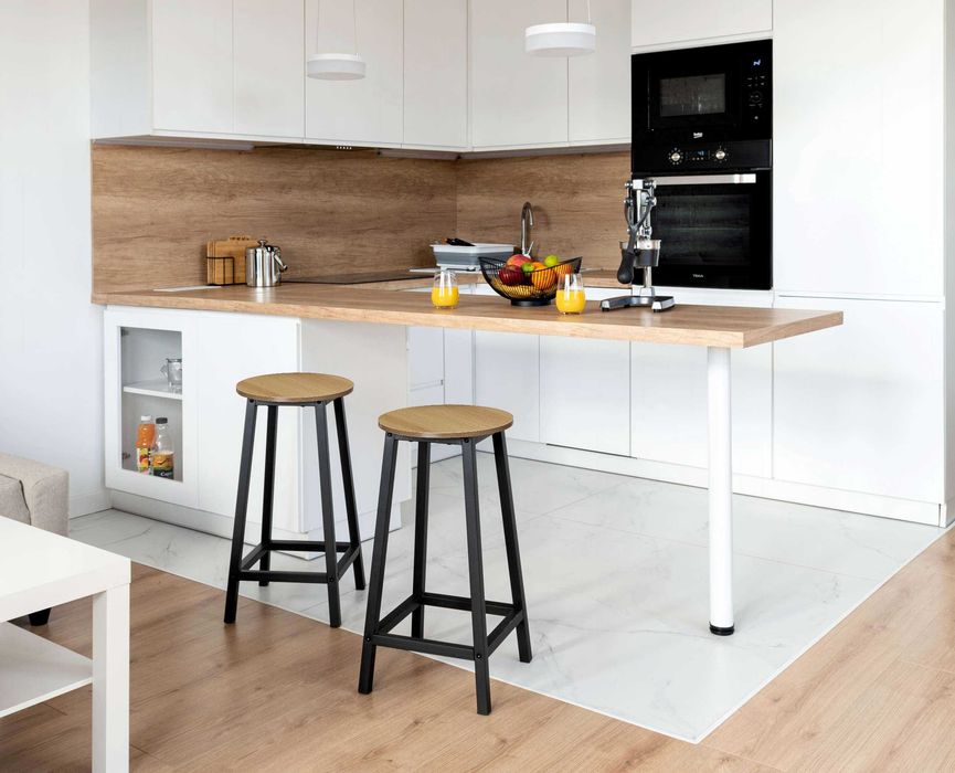 Hoker taboret metalowy FLINT MODERN OAK 65 cm