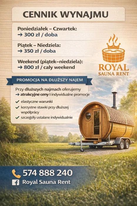 Duża sauna mobilna wynajem LUX 8-10 osób