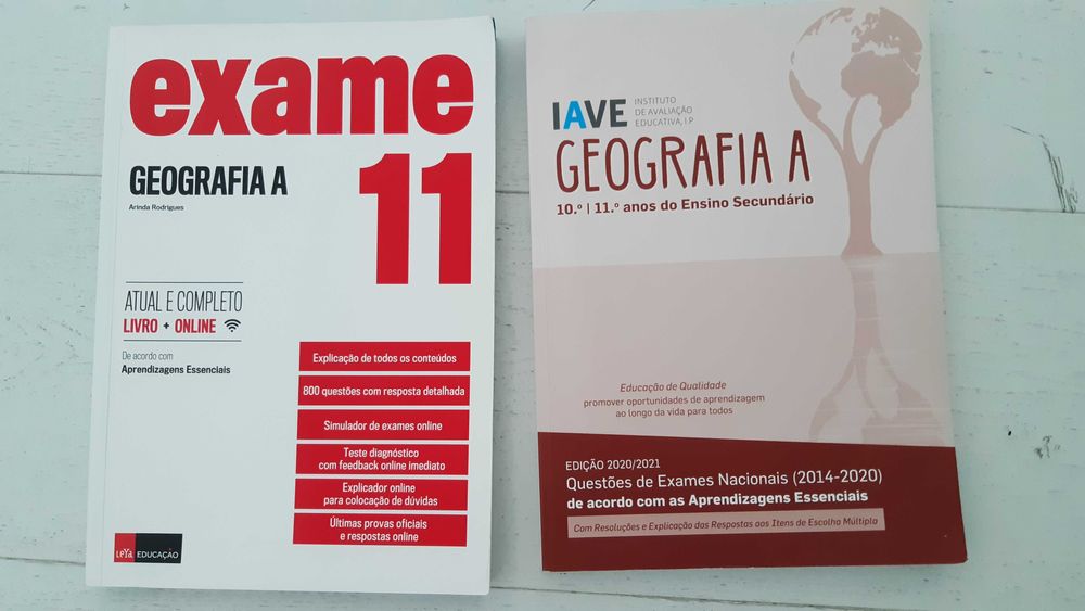 Livros de geografia  exames 11 ano