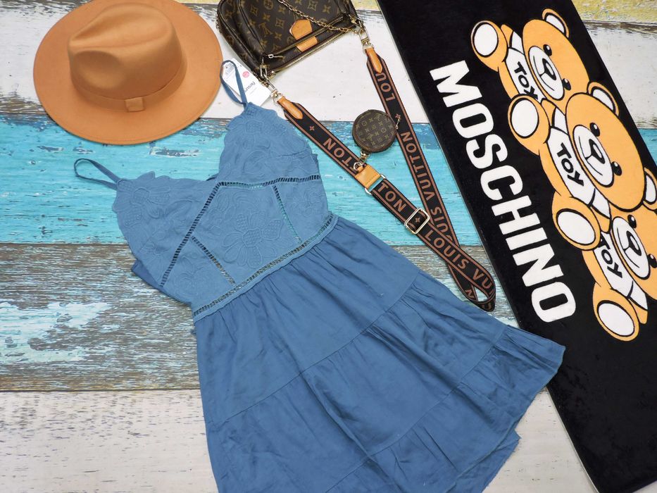 Moda Italy włoska sukienka boho haft S/M