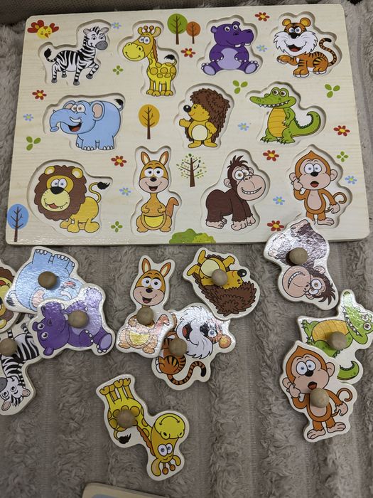 Пазли монтесорі звірята , машинки  зі звуками