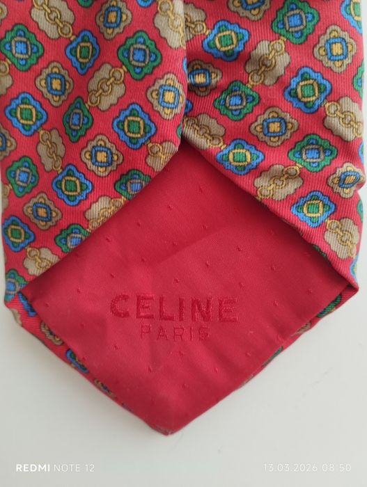 Krawat Celine Paris jedwabny jedwab męski premium