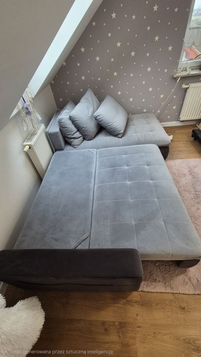 Narożnik rozkładany 2,5m×1,7 m z pojemnikiem na pościel- szary