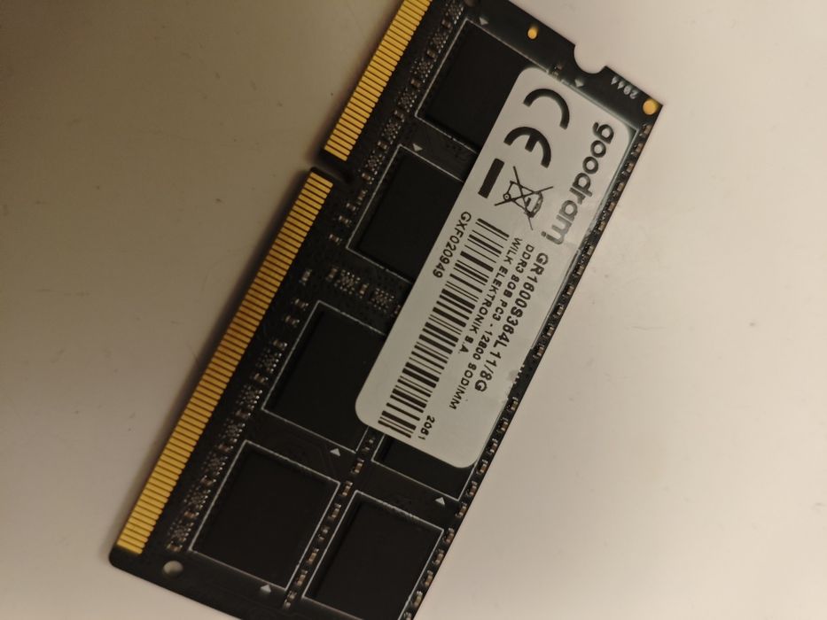 Pamięć RAM Goodram 8GB DDR3 SODIMM 1600MHz CL11 (GR1600S364L11/8G)