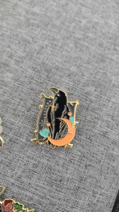 3 sztuki metalowa przypinka pin czarny kruk
