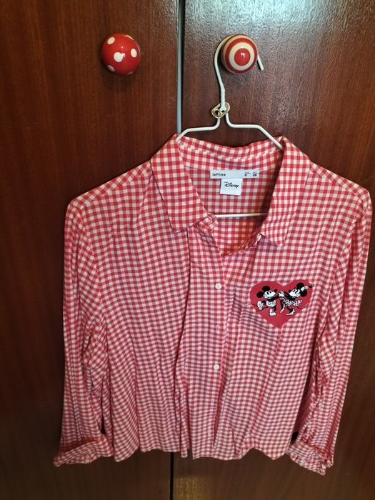 Camisa S quadrados branco vermelho Mickey