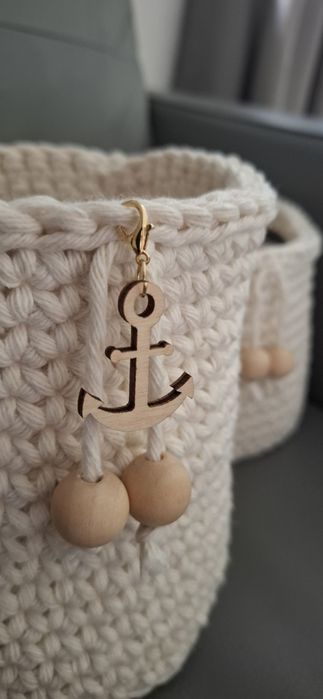 Zestaw koszyków ze sznurka bawełnianego makrama handmade