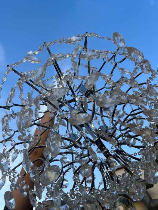 żyrandol kryształowy glamour / srebrna lampa wisząca