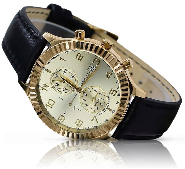 Złoty zegarek męski 14k 585 czerwonego różowego złota Geneve mw007r K