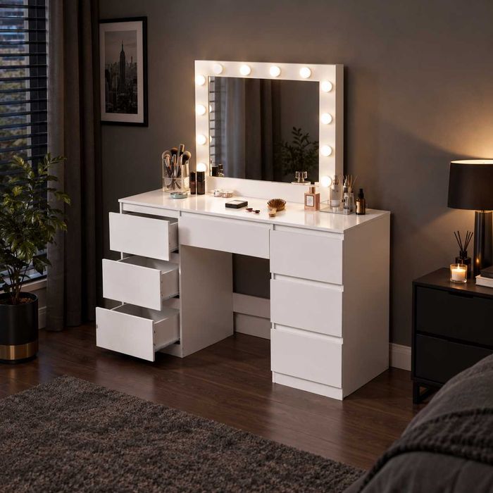 Nowa TOALETKA Kosmetyczna 120x140 DUŻA Z Lustrem I LED DOSTAWA ZA DARMO