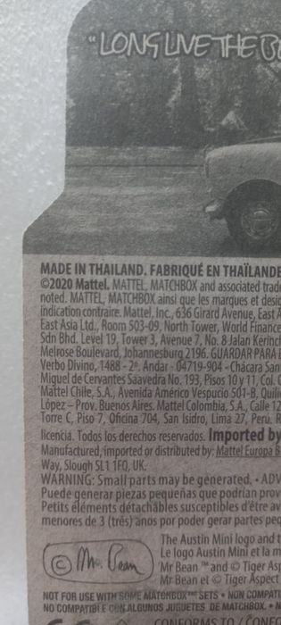 Mini cooper matchbox mr Bean