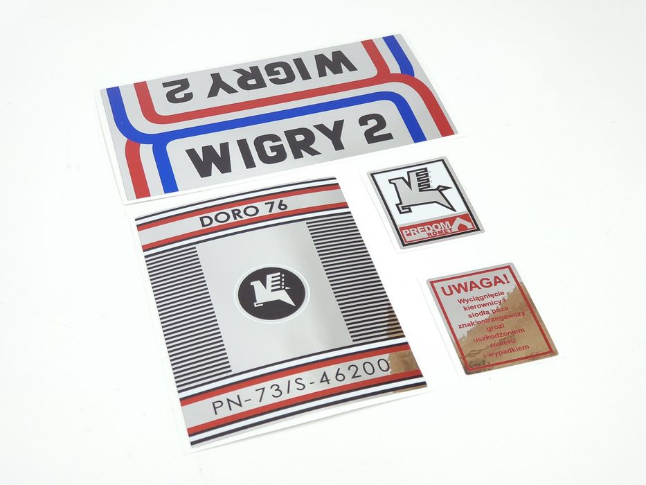 NOWE Naklejki Romet Wigry 2 komplet zestaw DORO PRL Emblematy