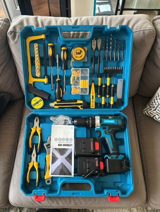 Шурупокрут акумуляторний 24v набір інструментів в кейсі