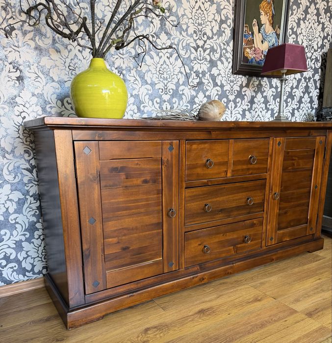 Komoda w stylu kolonialnym, drewno egzotyczne, vintage, rustykalna