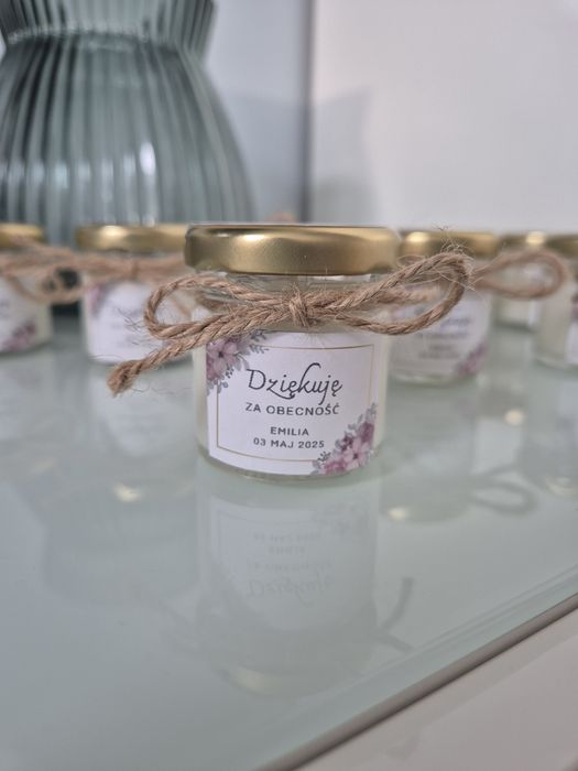 Podziękowania dla gości świeczka sojowa