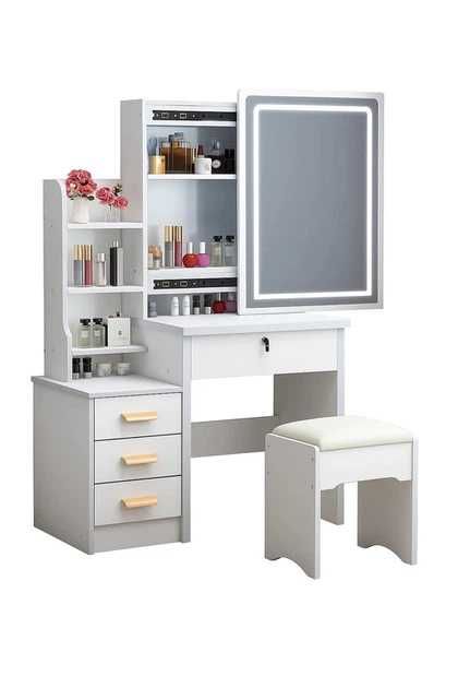 Туалетний столик для макіяжу з LED дзеркалом та пуфиком в комплекті