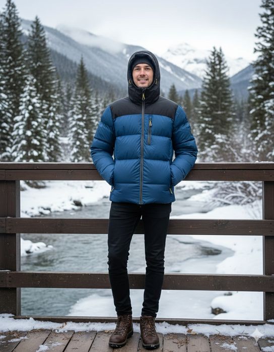 Kurtka puch naturalny pierze męska Decathlon L