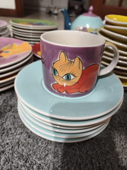 Conjunto de cozinha do gato preto