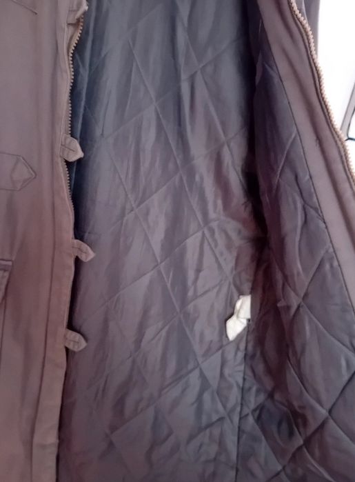 Szara parka – retro Y2K, kaptur z futerkiem