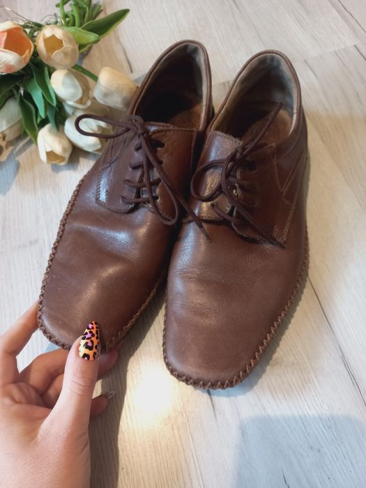 Eleganckie buty skórkowe brązowe 40
