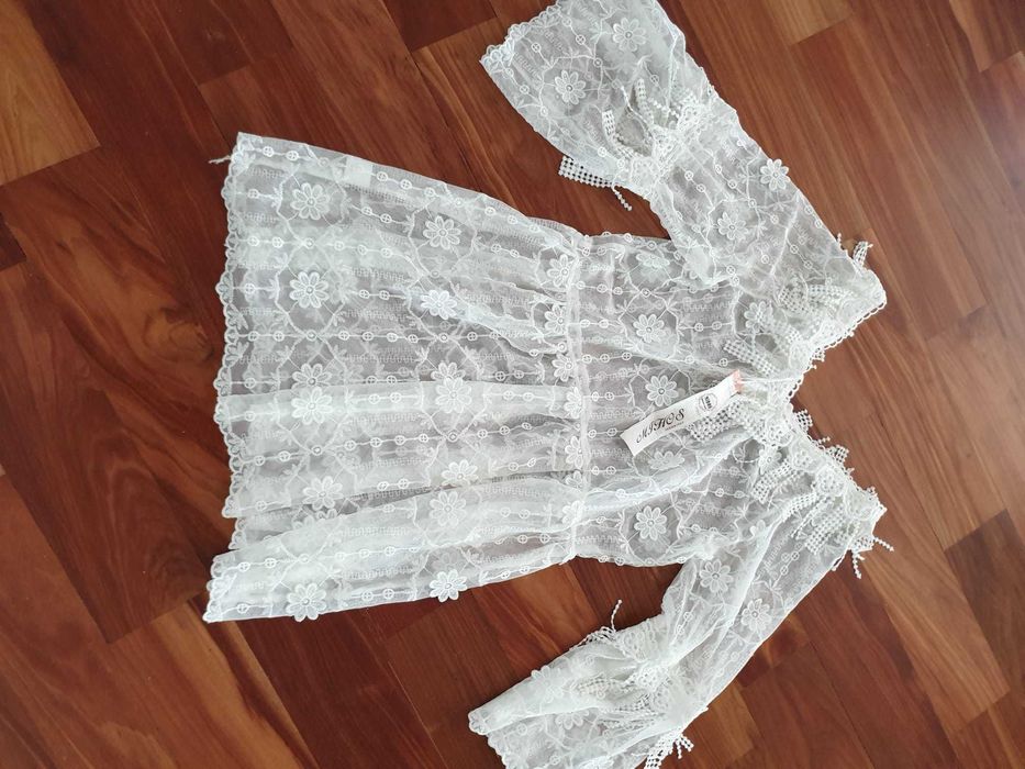 Sukienka, tunika z koronki na lato, kolor écru - Tanio !!!