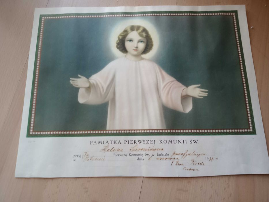 Pamiątka pierwszej komunii Świętej przedwojenna