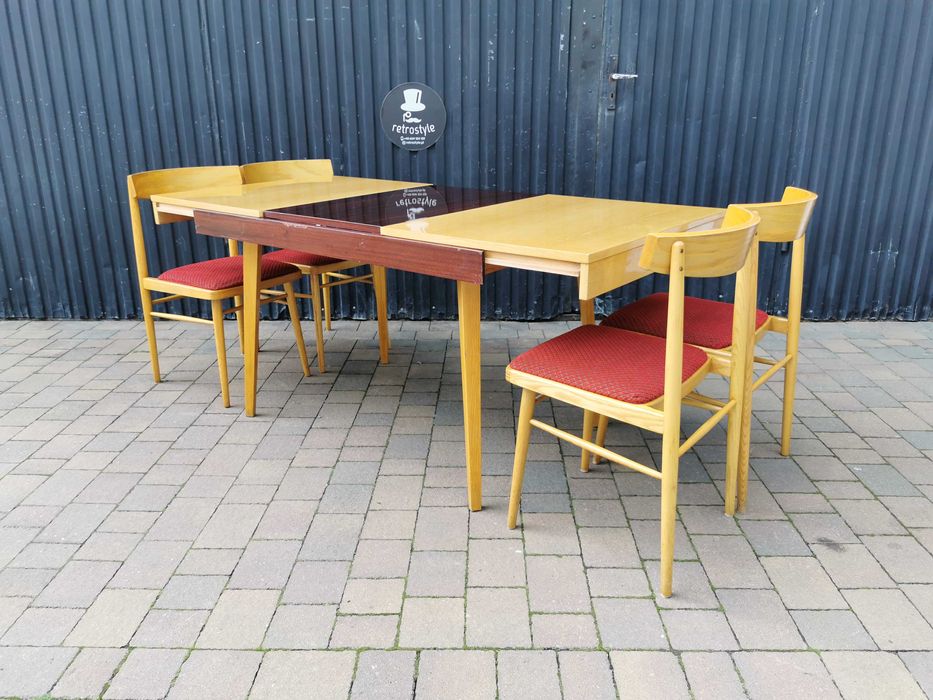 Stół JITONA+ 4x krzesło TON (Thonet), Czechosłowacja '60 Design, Prl
