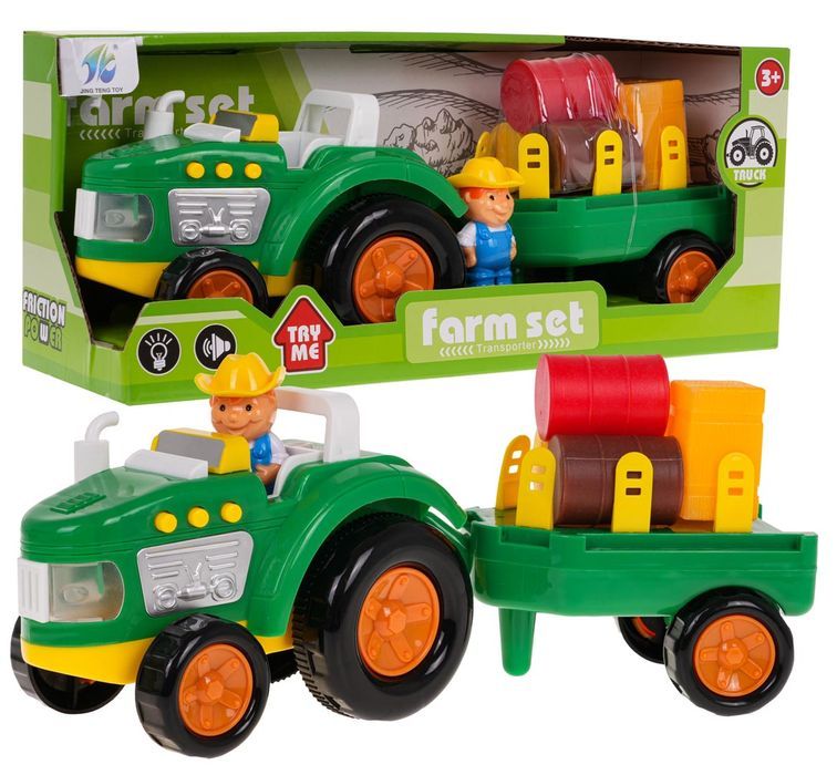 Zestaw Traktor Z Rolnikiem + Akcesoria