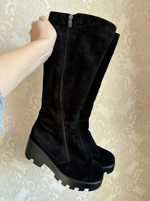 Замшеві Чоботи сапоги ботфорти