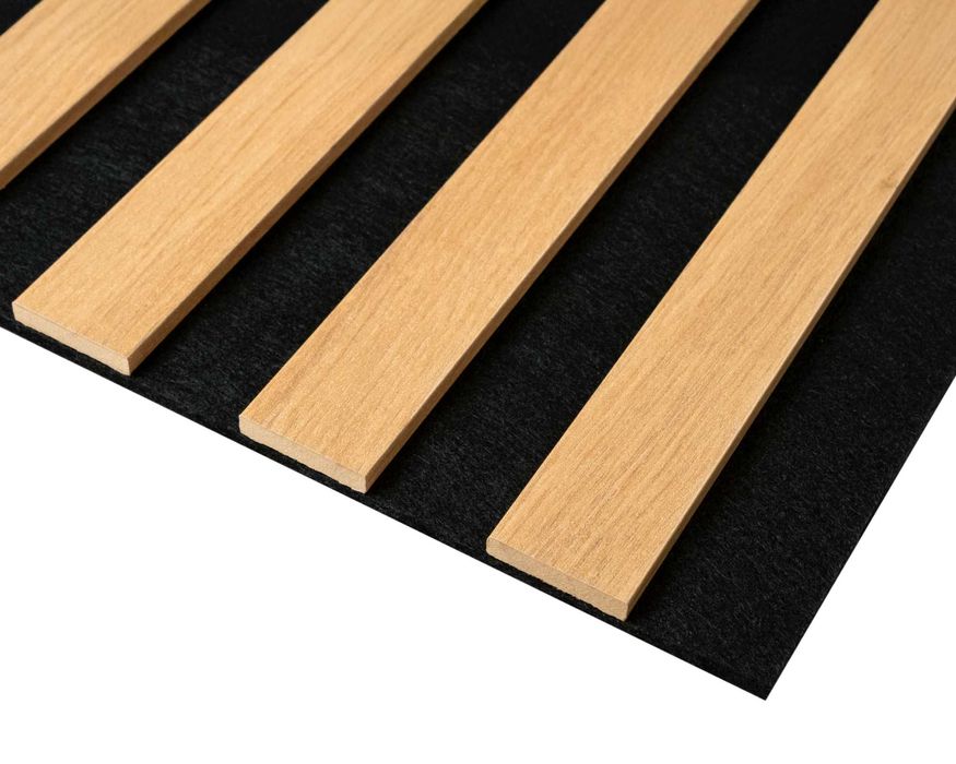Lamele ścienne na czarnym filcu 260cm x 54 cm Dąb Artisan i inne