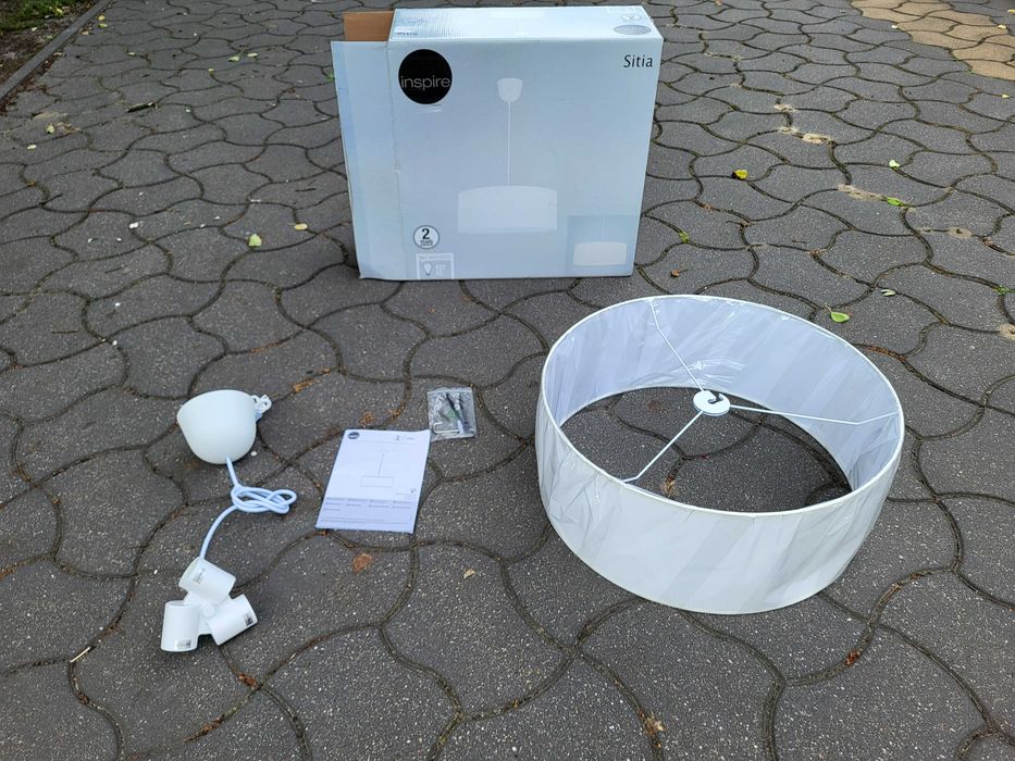 Lampa wisząca Sitia 48 cm biała 3 x E27 Inspire nowa regulacja kabla