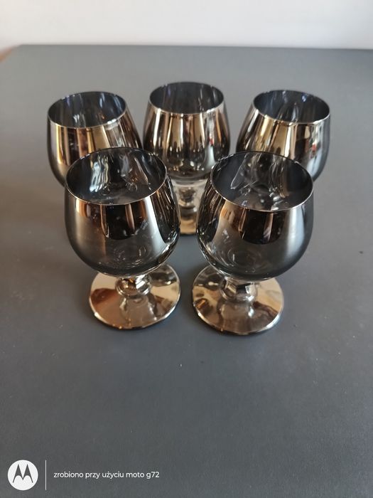 5 kieliszków dymne srebro PRL