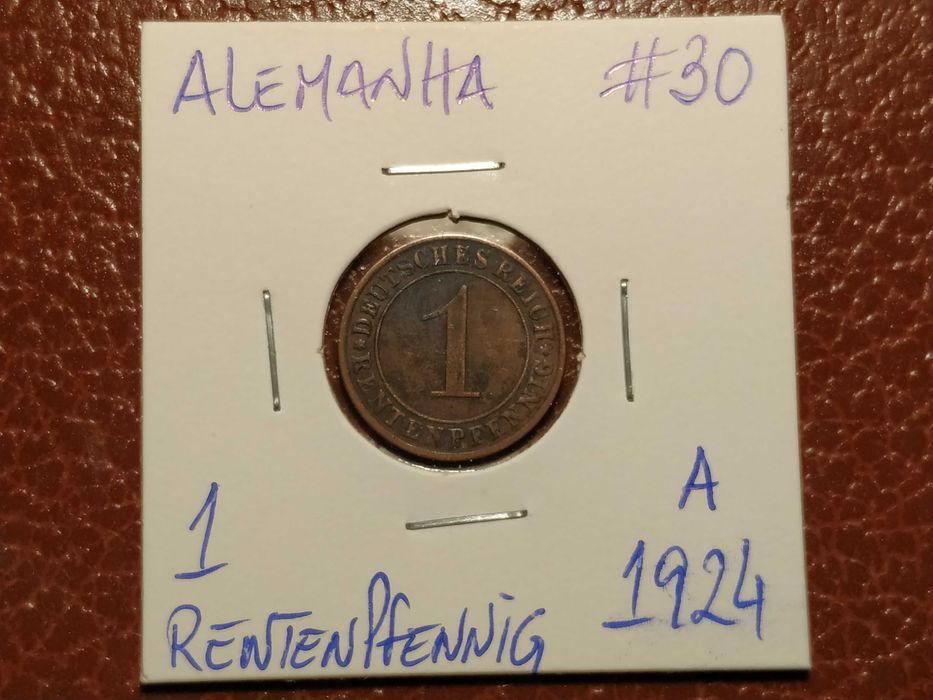 Alemanha - moeda de 1 rentenpfennig de 1924 A