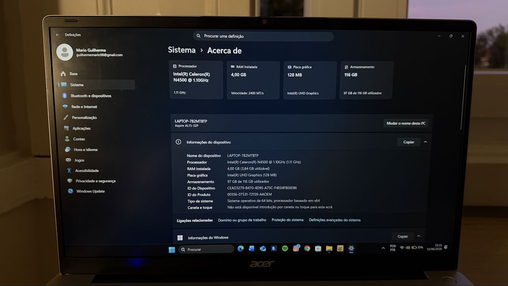 Pc : computador acer lite