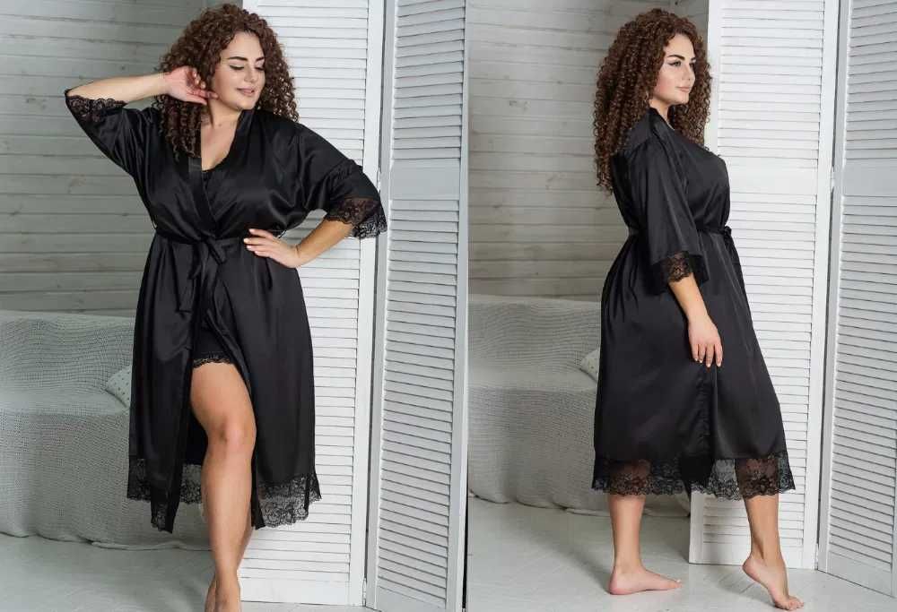 Комплект шелковый  "Снижена - 2.   Халат + пеньюар.