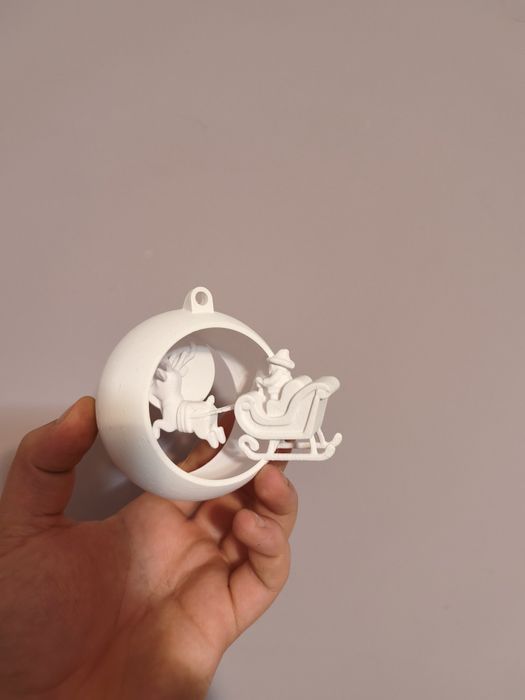 Новорічна прикраса Санта з санями 3D друк PLA