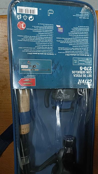 Conjunto cana pesca e rede Crivit novo
