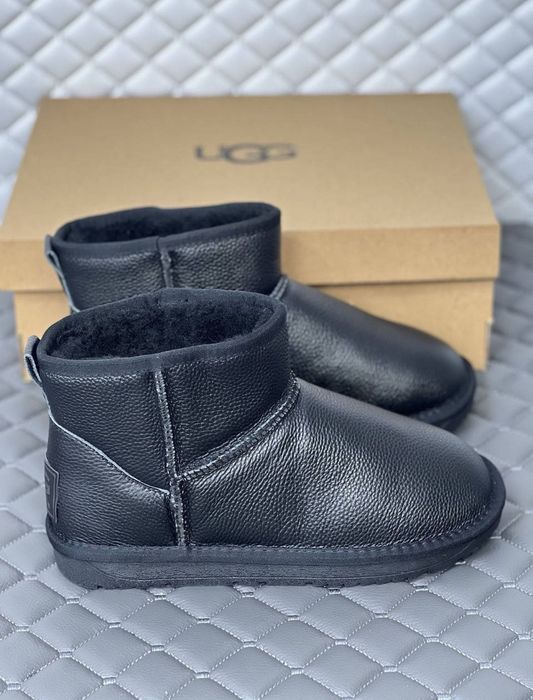 Кожаные мужские угг мини на шерсти IGG mini leather