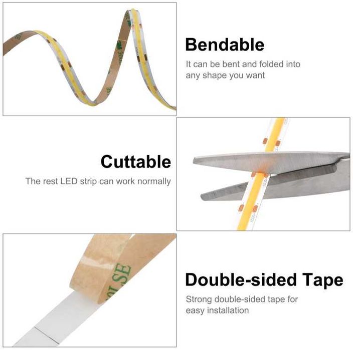 Fita Led COB 480 Led 12VDC ou 24VDC Alto Brilho