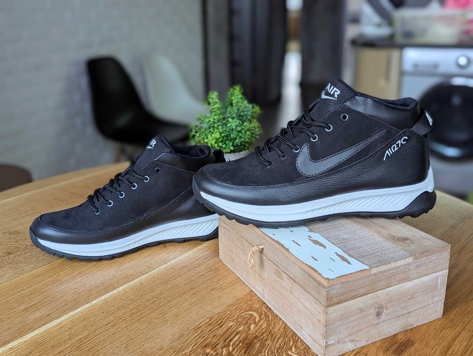 Зимові чоловічі Черевики кросівки Nike force ШКІРА топ якість ,теплі!!