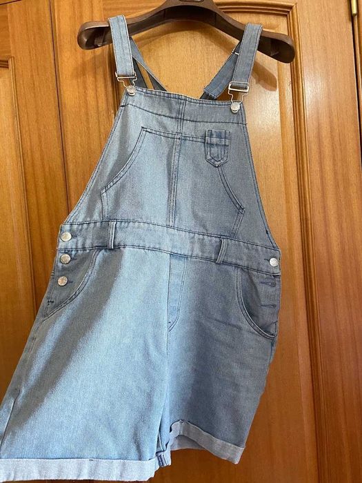 Calção, Jardineiras de ganga macia NOVO