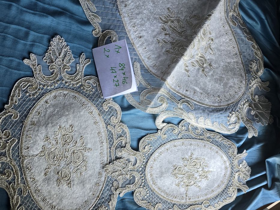 Biezniki Komplet 3 szt,turecki,welur. Krem/ZLOTO glamour