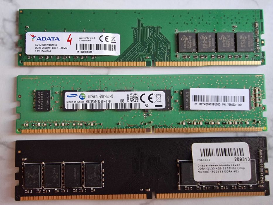 DDR4 RAM 4 GB HyperX Fury, Kingston, Exceleram, ADATA, Samsung, Leven