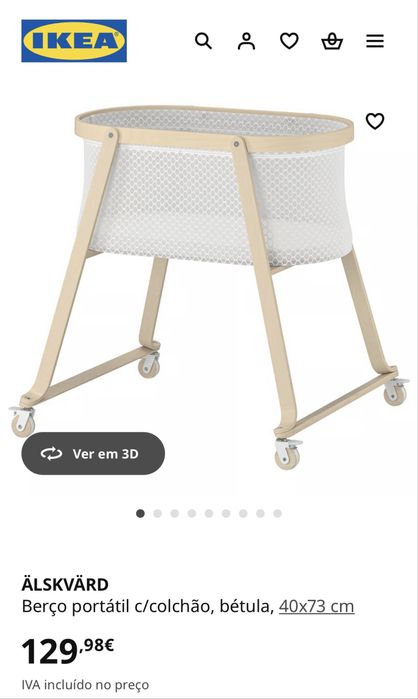 Berço bebé IKEA Alksvard 40x73cm